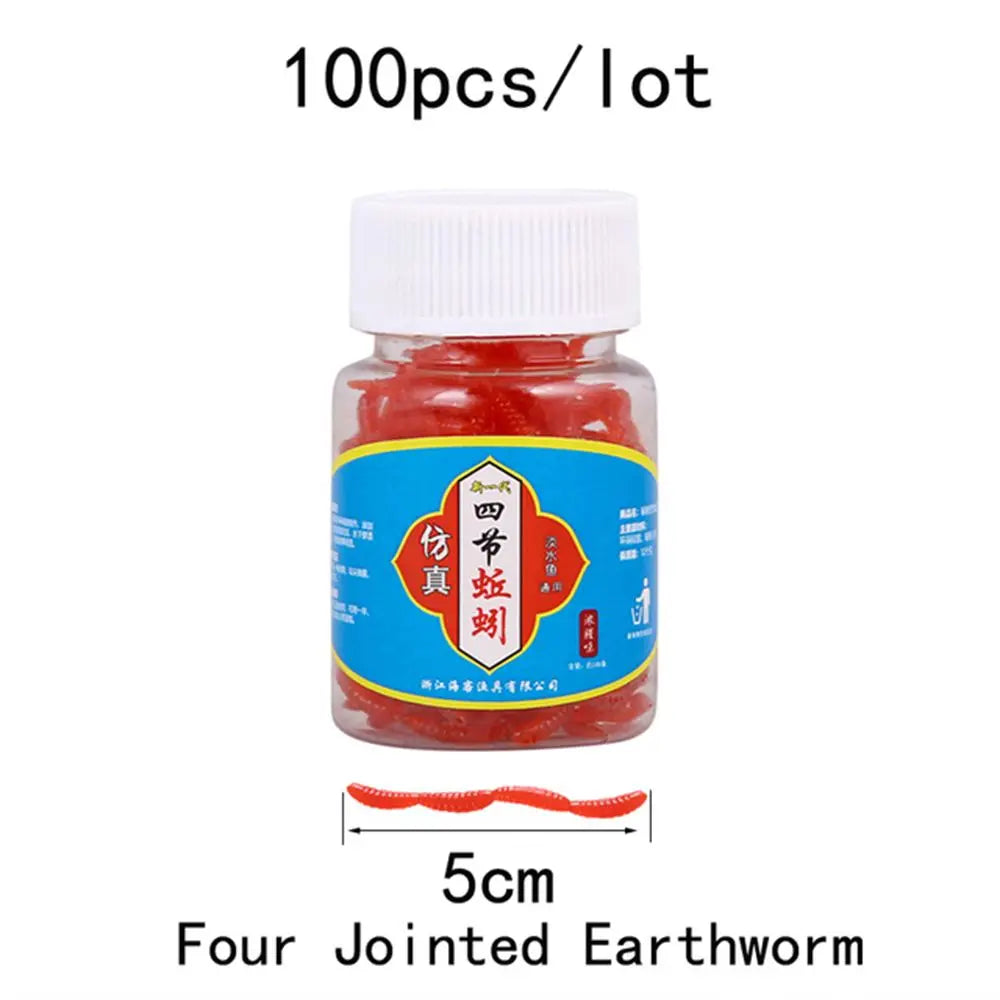 100pcs/Bottle Realistic Tackle Soft Lure Bass Bream Bloodworm Fishing Lure Earthworm Wor detail view