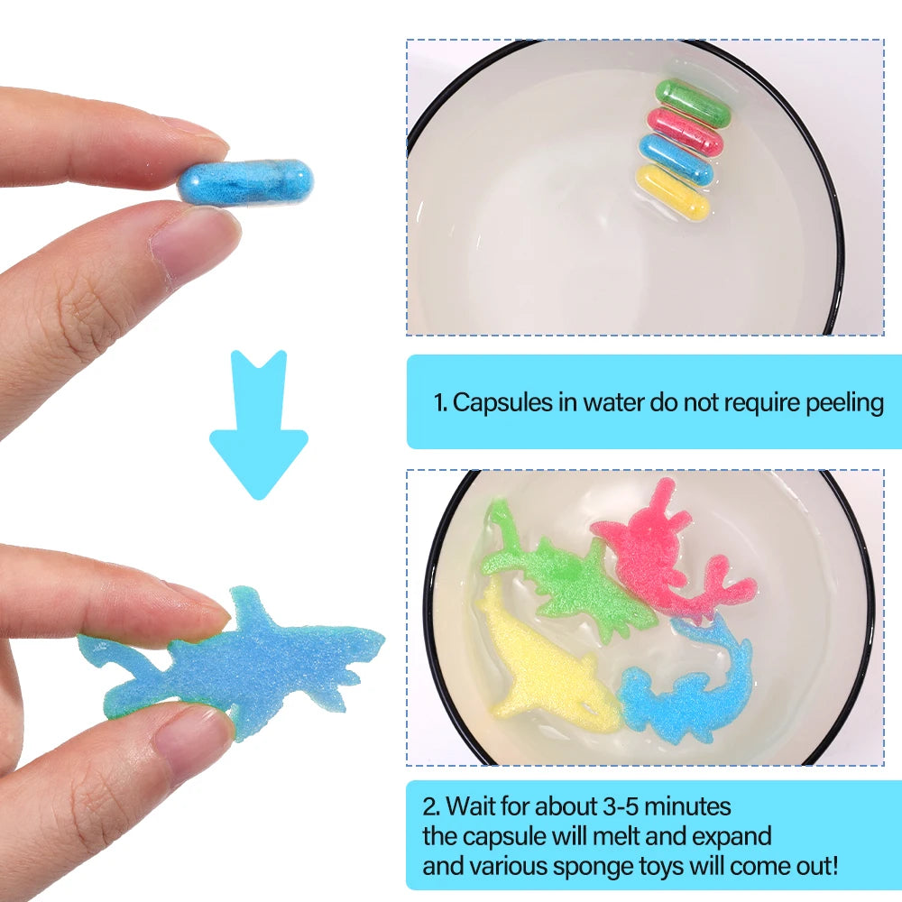 3Pcs Creative Soaking Water Expands To Large Sponge Capsule Toys Dinosaur Sea Animal alternate view