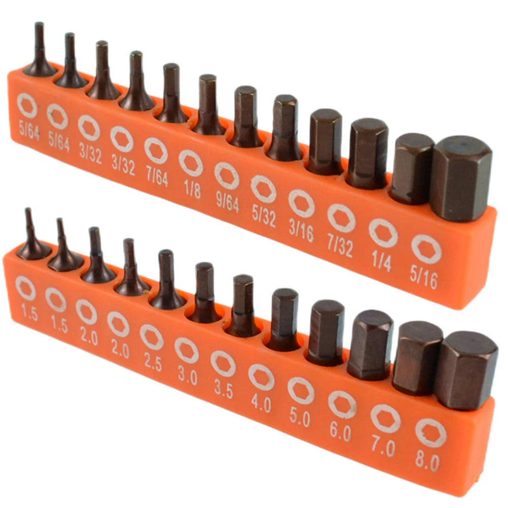 12/24pcs Hex Screwdriver Bit Set | Alloy Steel Magnetic 25mm 1/4in Hex Shank Driver Bit Set