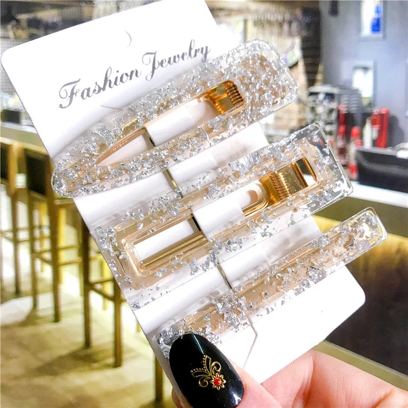 Korean Trendy Colorful Acetate 3pcs/Set Hair Clip Set Hairpin for Women Girls Barrette close-up view
