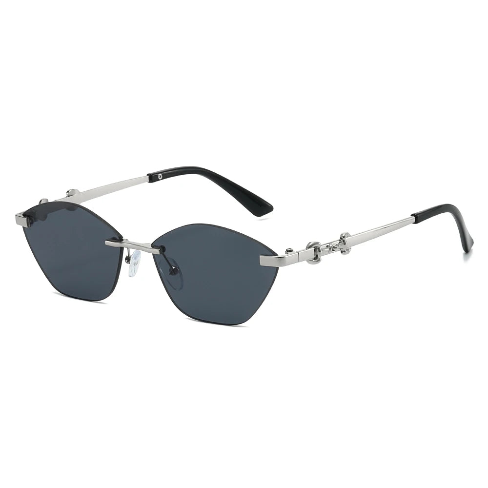 2026 Rimless Sunglasses for Men with Metal Chain Detail | Niche High-End UV Protectio alternate view