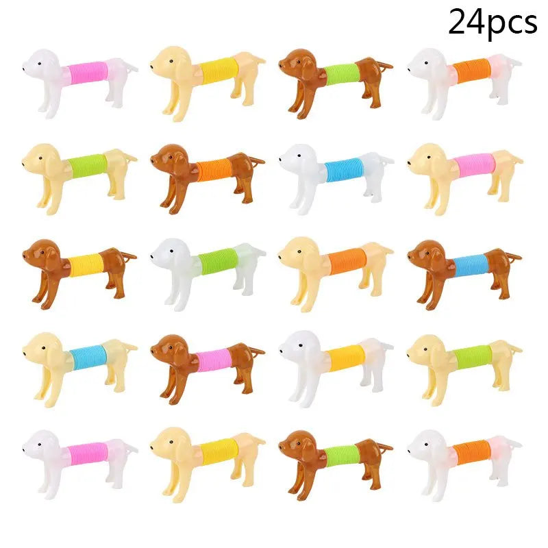 12/24Pcs Colorful Stretchable Dog Stretch Pop Tubes Telescoping Spring Animal Birthday P detail view