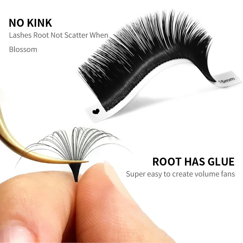 Self Blooming Eyelash Extensions | Easy Fanning Volume Lashes 0.03 0.05 0.07 C D Cu additional angle