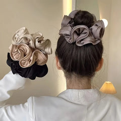 Korean Satin Scrunchies Elastic Hair Band Bow for Women Big Hair Tie Simple Elegance N close-up view