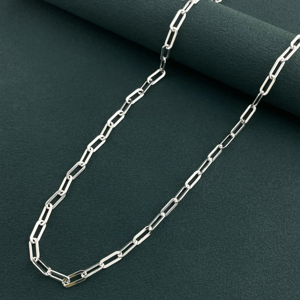 45-60cm Wholesale 925 Sterling Silver 3mm Wide Paper Clip Necklace for Boys Girls Wom lifestyle view