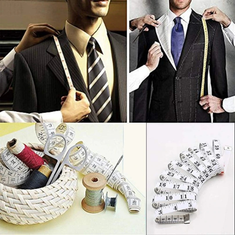 2m White Waist Circumference Soft Tape Measure | Clothing Tailor Measuring Ruler additional angle
