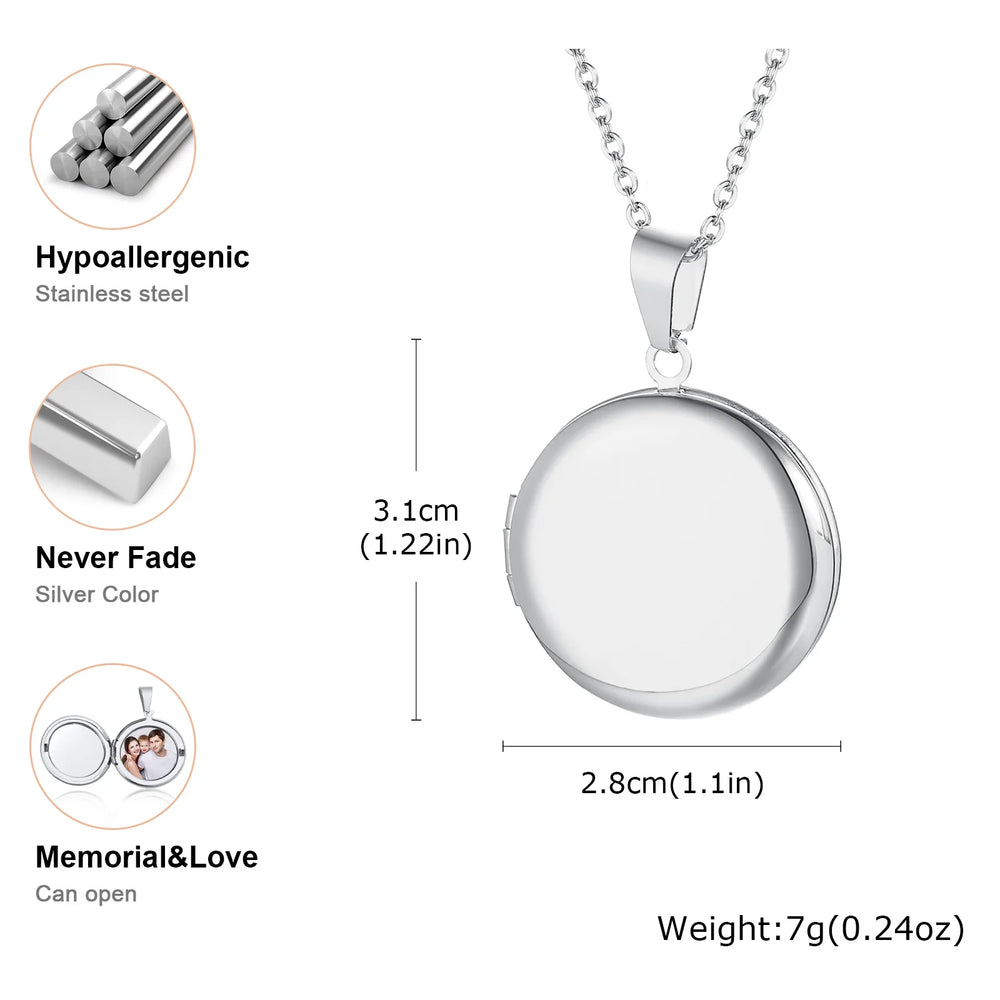 Vnox Light Heart Locket Pendants for Women Men Openable Photo Frame Glossy Stainless alternate view