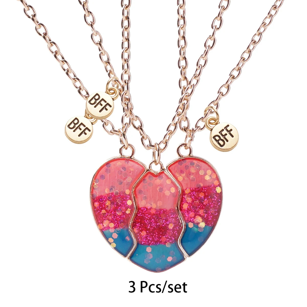 3 Pcs/set Best Friends Pendant Necklace For Woman Magnetic Adjustable Rainbow Daisy L alternate view