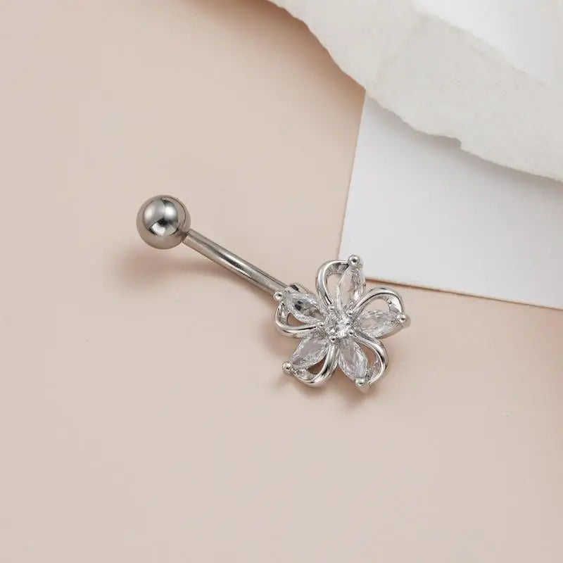 Sparkling Dangle Stainless Steel Belly Button Ring Elegant Navel Piercing Jewelry for alternate view