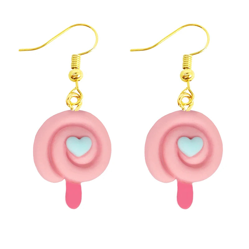 Food Drop Earrings Hamburger Pizza Chicken Leg Candy Bottle Resin