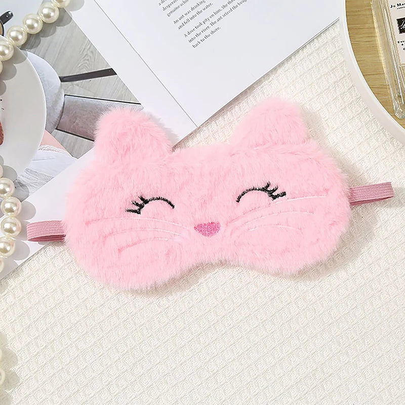 Cute Cat Plush Sleep Mask | Soft Light Blocking Eye Cover for Travel and Home detail view