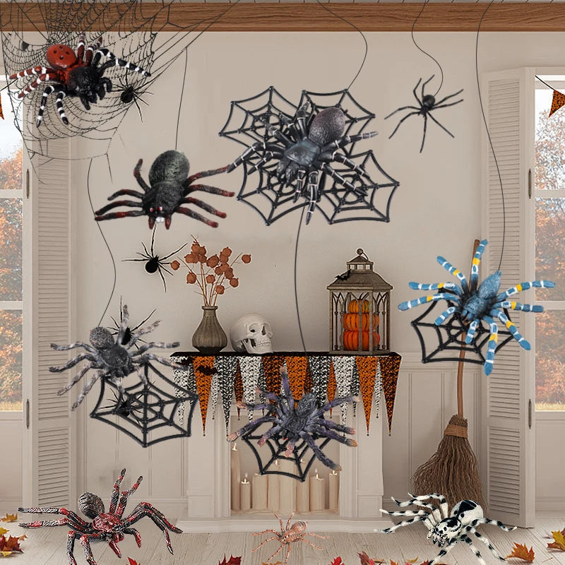 Oenux Insect Animals Model Spider Web Scorpion Bat Action Figures Figurine Miniature Cute Educational Kid Toy Halloween Gift