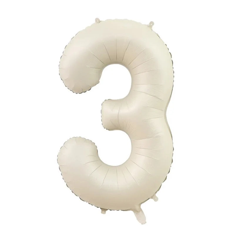 Cream Foil Number Balloons 1-9 Set | Large Digital Birthday Party Decor alternate view