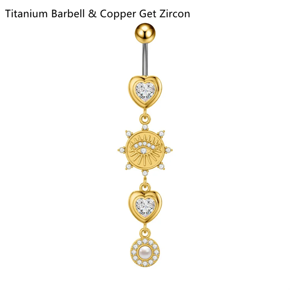 14G Crystal Heart Butterfly Dangle Belly Button Rings CZ Zircon Drop Navel Barbell Be lifestyle view