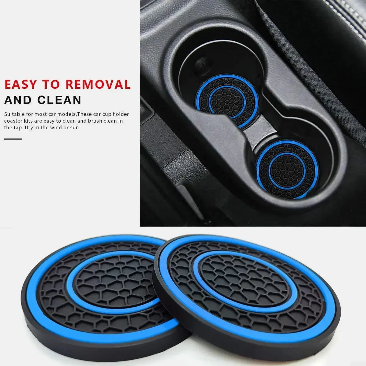 New 2-piece Anti Slip Mat Car Coaster Durable Car Cup Holder Coaster Universal Dust-proof Protection for Car Interior