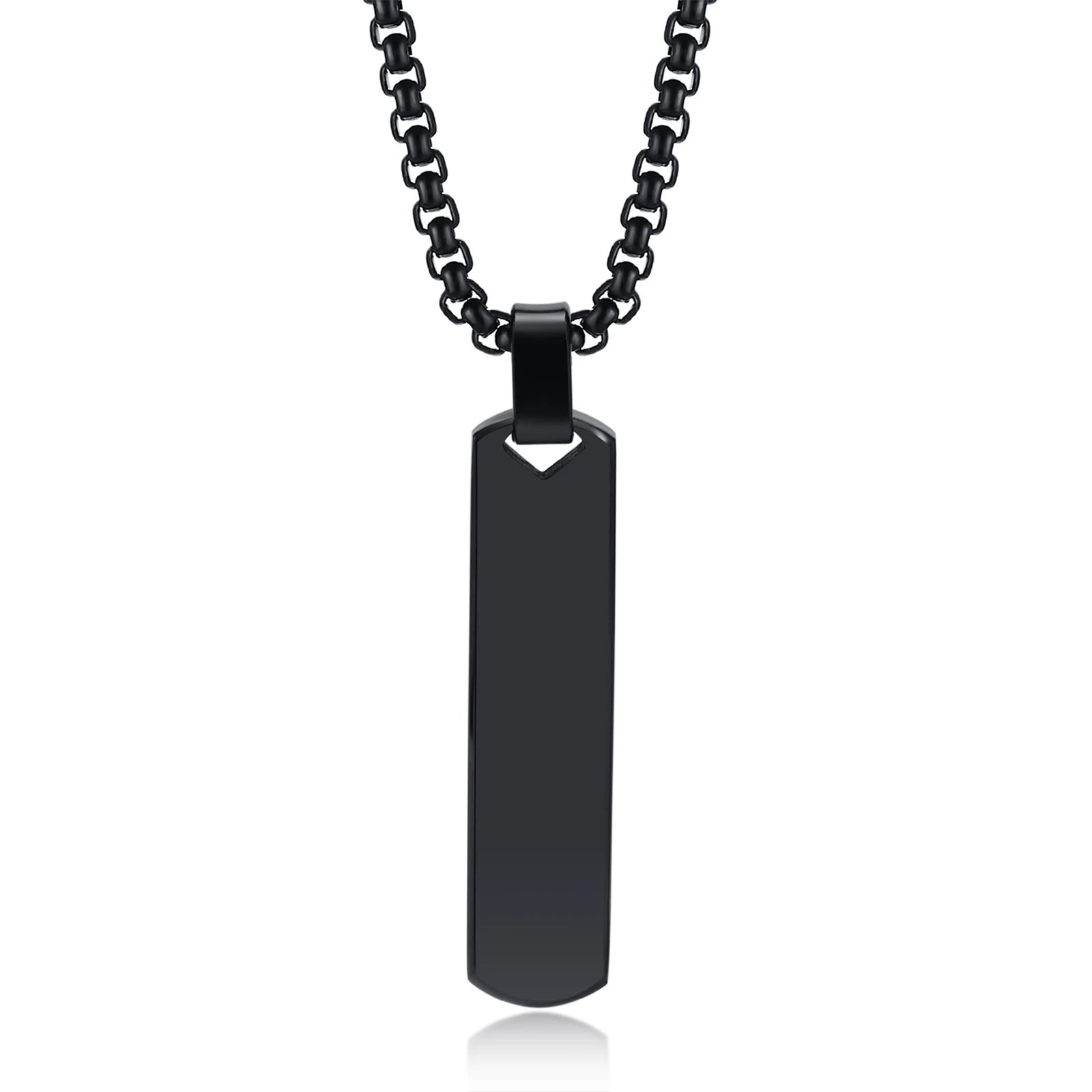 Custom Initials Bar Necklace for Men | Stainless Steel A-Z Pendant alternate view