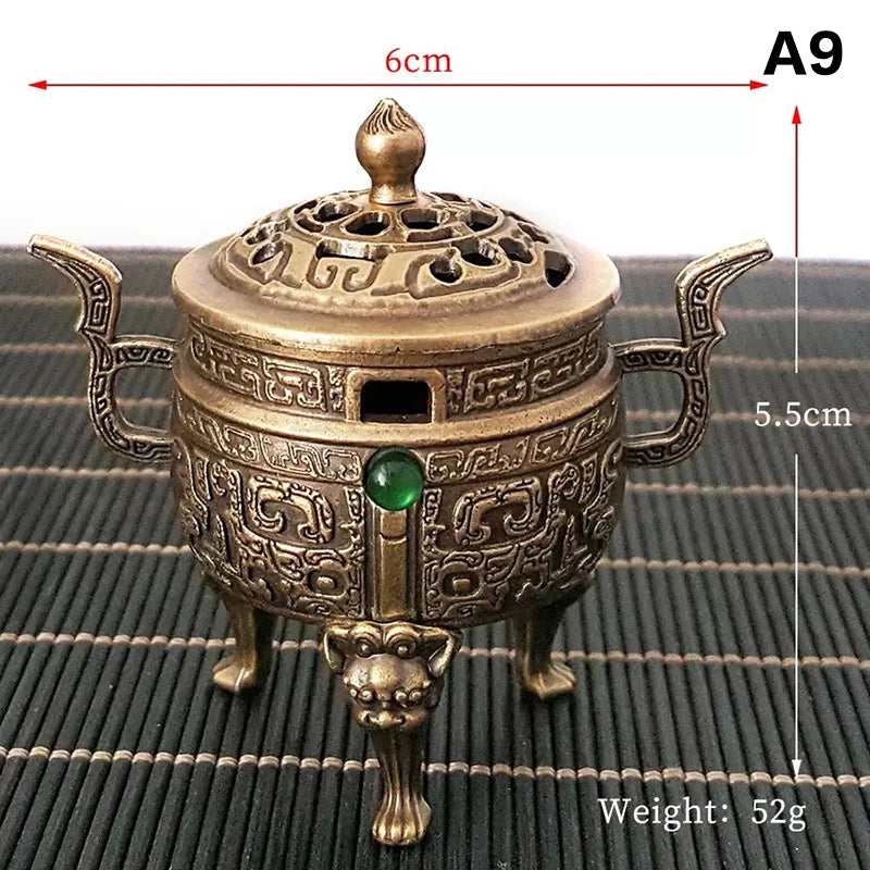 Alloy Lucky Incense Burner Bowl Incense Holder With Handle | Ancient Style Yoga Meditati detail view