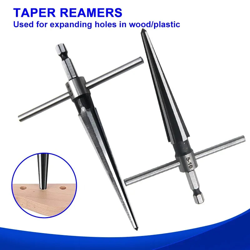 Woodwork Taper Reamer 3-13/5-16mm Wooden Board Electric Drill Hole Expanding Chamfer and Deburring H