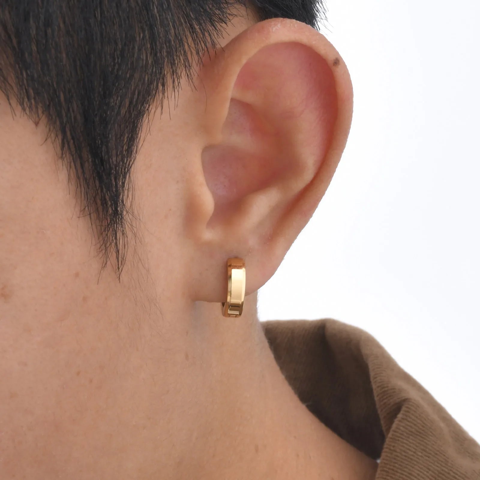 Men Hoop Earrings | Stainless Steel Small Huggies Earrings for Daily Wear alternate view