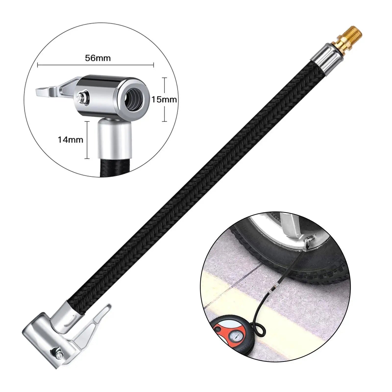 Flexible Steel Tire Valve Connection Tube Locking Car Accessories Air Chuck Air Pump Adapter Tube Extension K9R2