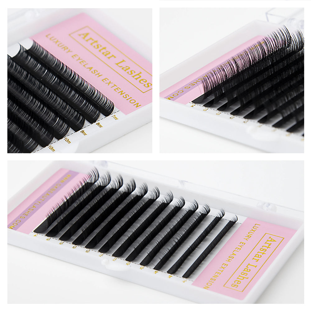 ARTSTAR 12 Rows False Eyelashes Tray | J B Curl 6-20mm Matte Black Lash Extensions alternate view