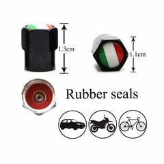 Italy Flag Tire Valve Caps 4 Pcs Aluminium Alloy Copper alternate view