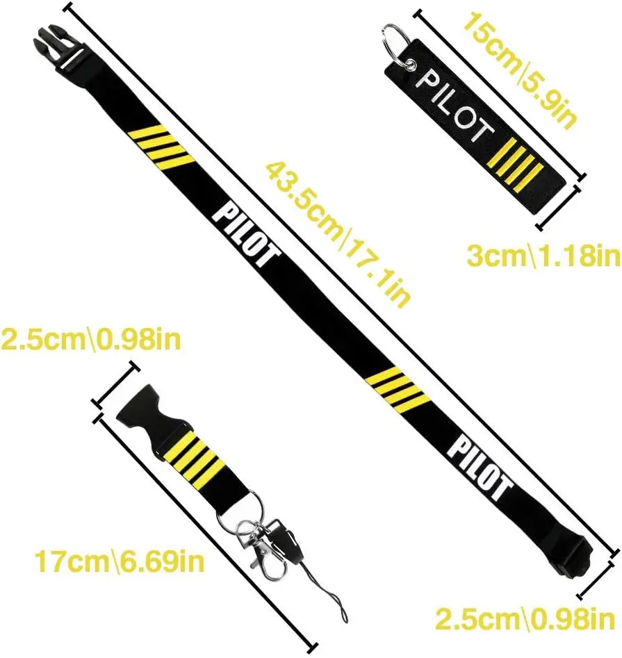 Pilot Lanyard 4 Stripes for Keys | Detachable Safety Buckle Traveler Keychain and Bagg close-up view