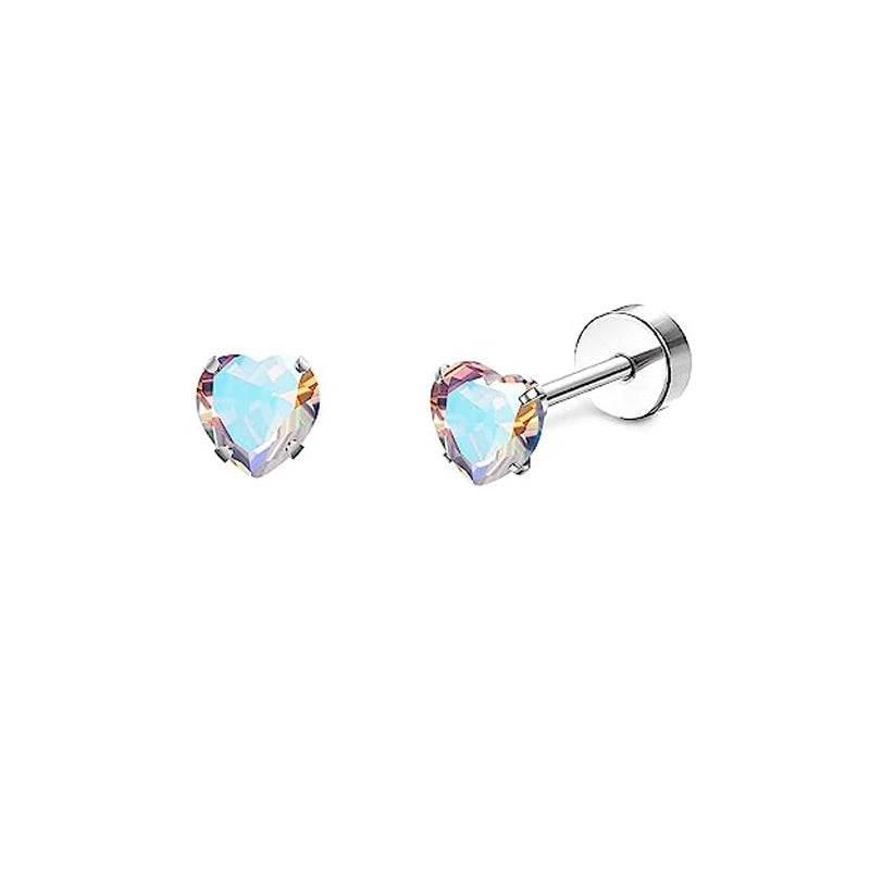 2pcs/lot 20G Star Heart Butterfly Stud Earring for Women Stainless Steel Crystal Earr lifestyle view
