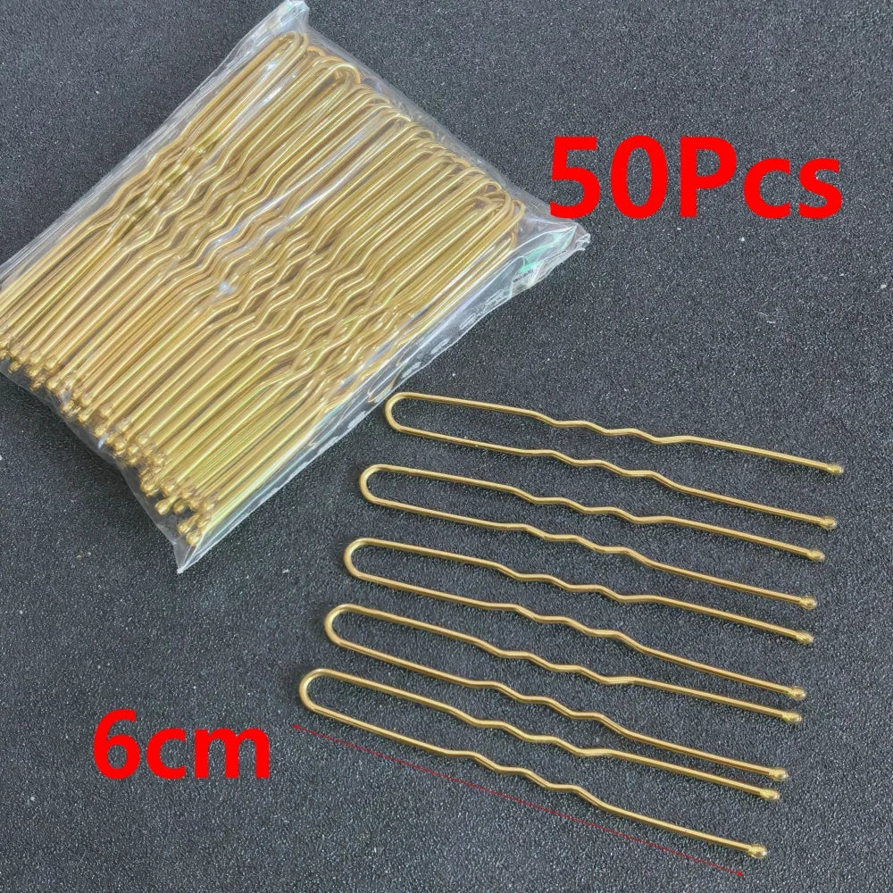 50pcs/Box Metal U Shaped Hair Clips Wedding Bridal Bobby Pins Alloy Waved Hairpins For W detail view