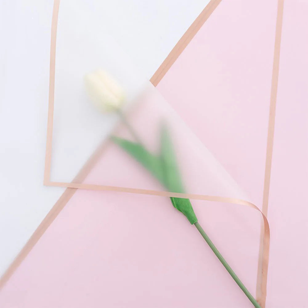 10 Sheet Half Transparent Flower Wrap Paper Golden Border Waterproof Bouquet Wrapping alternate view