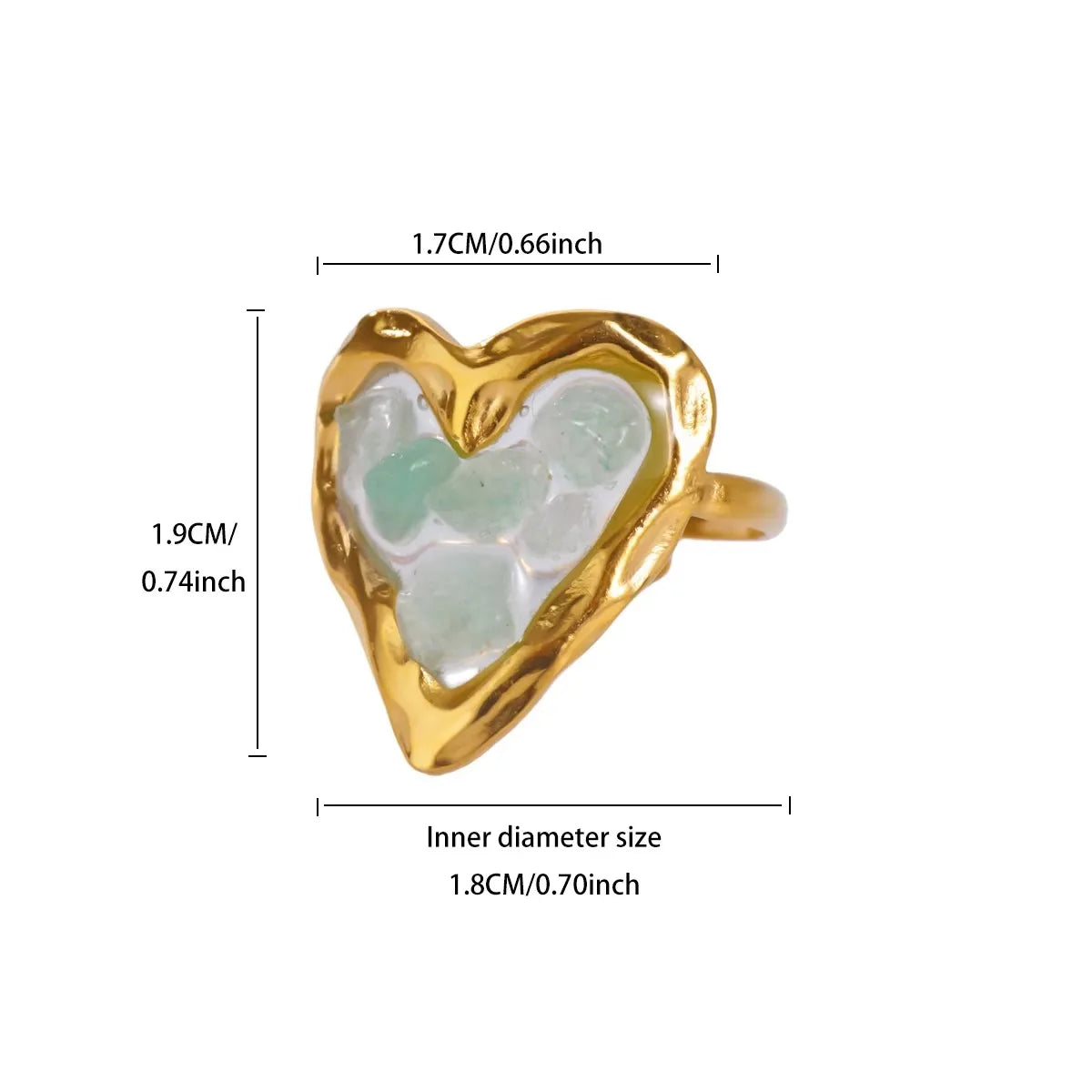 Zircon Geometric Heart Rings For Women Stainless Steel Gold Color Wedding Ring Luxury Ae detail view