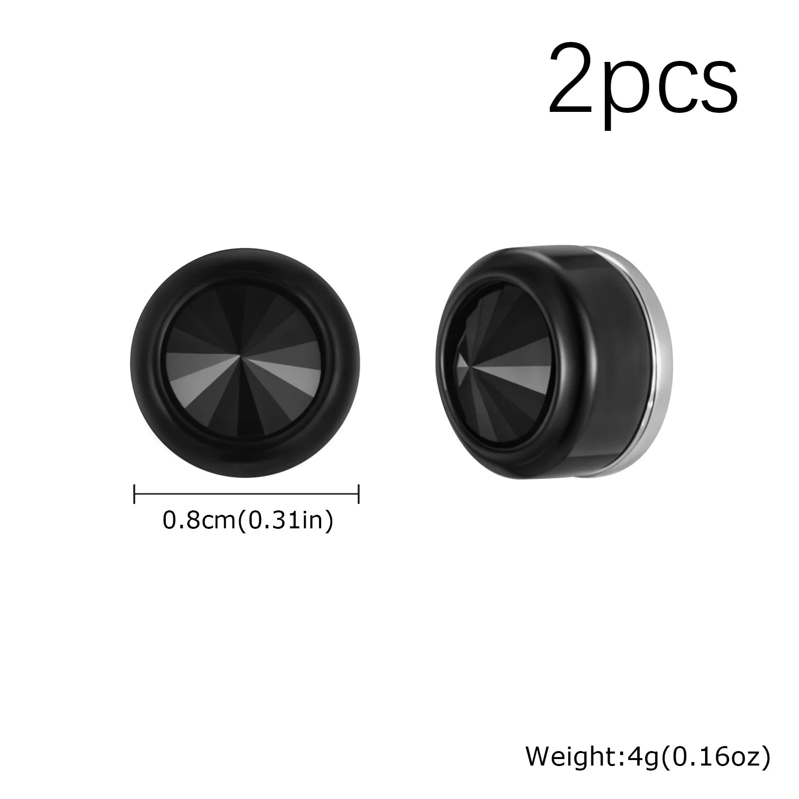 Magnetic Zircon Stud Earrings for Men,8mm Hypoallergenic Stainless Steel Non-Pierced alternate view