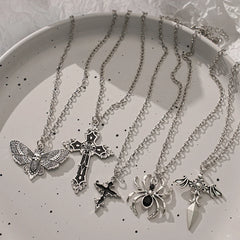 Special Wind Cross Skeleton Spider Set Necklace, Y2K Personalized Trendy Cool Girl Neckl detail view