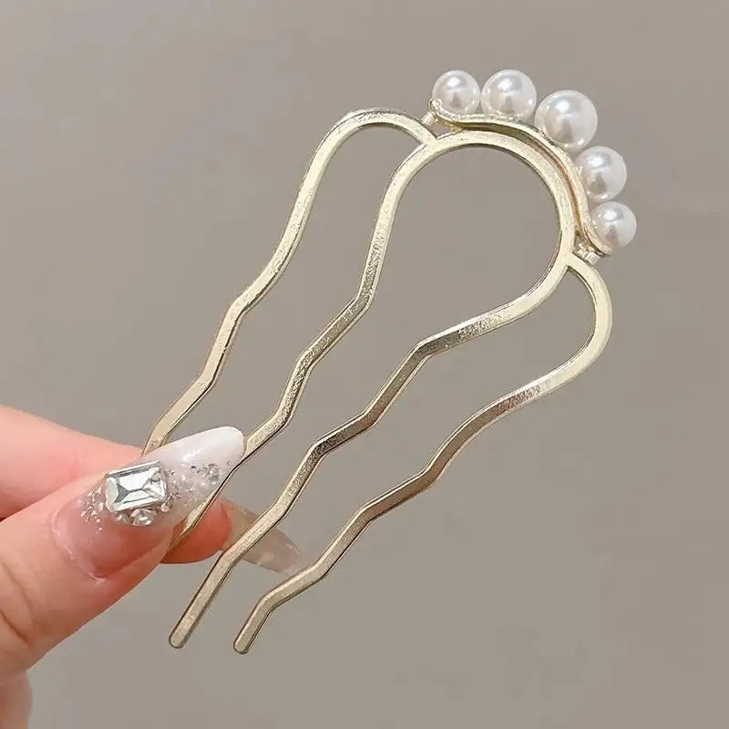 1Pcs Pearl Hair Fork Hair Clip Hairpins Metal U-Shaped Hair Sticks Combs Women Girl Hair Accessories Ornament Styling Tool〔CC55〕