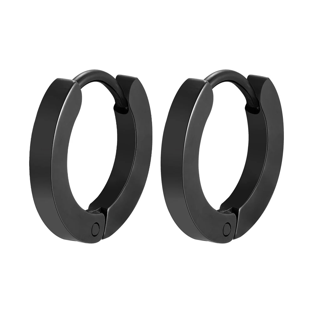 Vnox Small Hoop Huggie Earrings | Glossy Stainless Steel Minimalist Earrings for Wome alternate view
