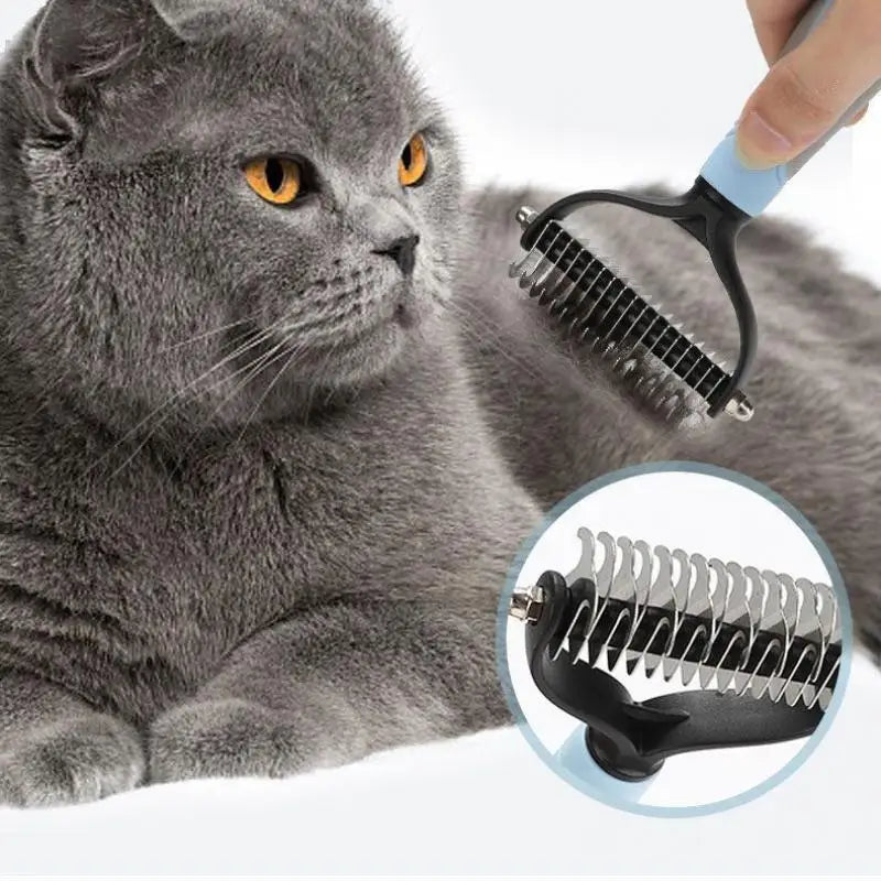 New Professional Pet Cat Hair Removal Comb Brush Dog Grooming Shedding Tools Puppy Hai close-up view