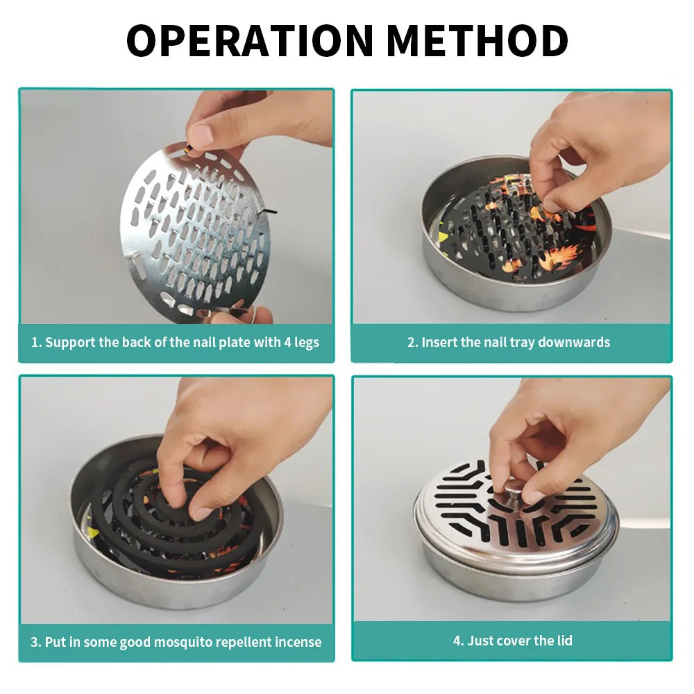 Mosquito Coils Holder Stainless Steel Mosquito Coil Box with Cover | Round Mosquito C lifestyle view