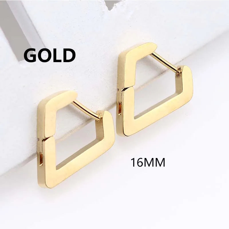 1 Pair Stainless Steel Geometric Triangle Unisex Punk Rock Earrings Women Men Piercin lifestyle view
