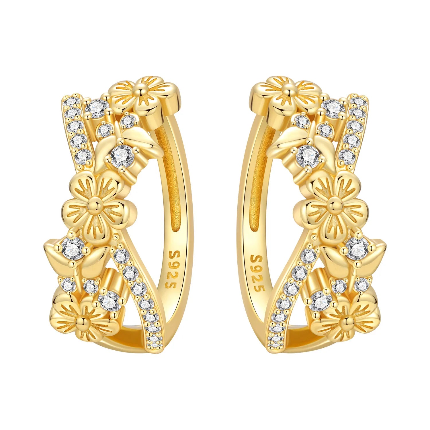 Orstarry S925 Sterling Silver 18k Gold Modern Square Earrings Hoop Earrings For Women lifestyle view