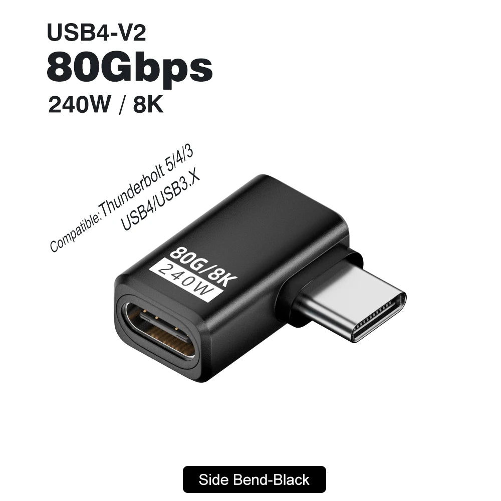 USB4 V2 90 Degree Type C Angle Adapter 80Gbps Thunderbolt 5 4 3 Elbow Adapter 240W US lifestyle view