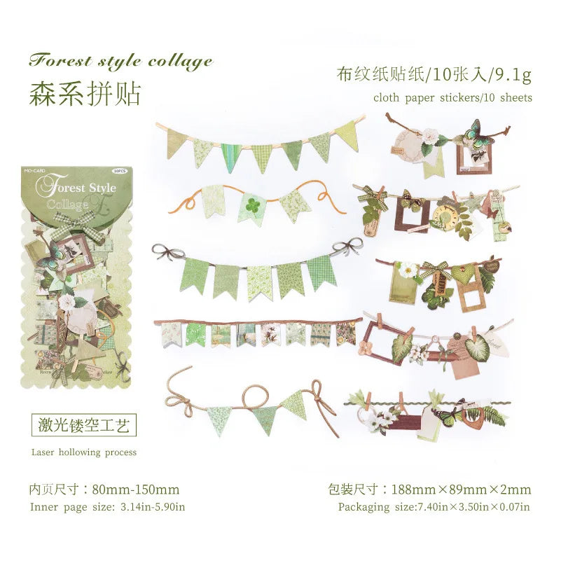 10 pcs/pack Handmade Party Series Vintage Festival Hollow Landscape Material Collage alternate view
