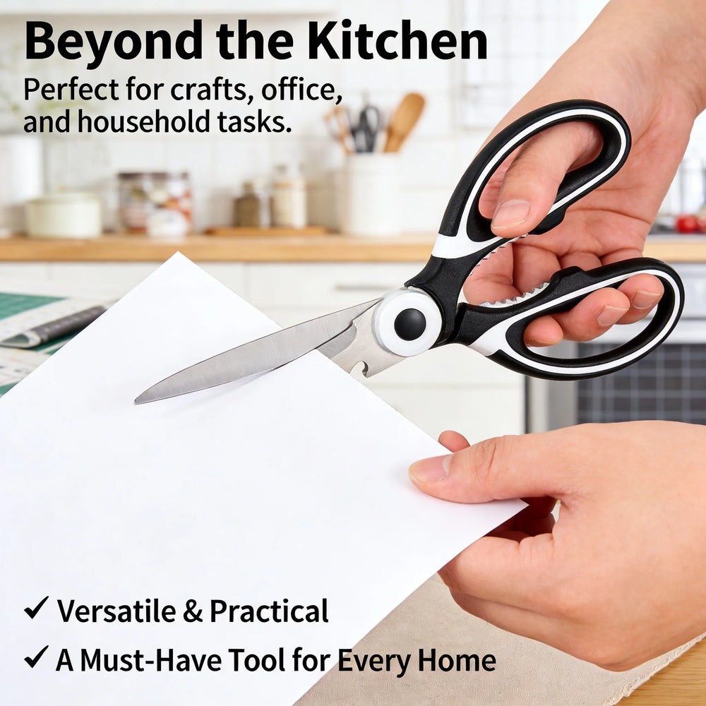 All In One Multipurpose Kitchen Scissors Heavy Duty Sharp Ergonomic Shears for Cooking close-up view