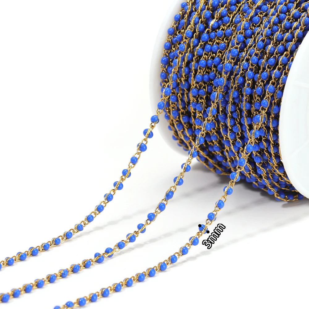 1 Meter Stainless Steel Enamel Beads Chain | DIY Jewelry Making Supplies alternate view