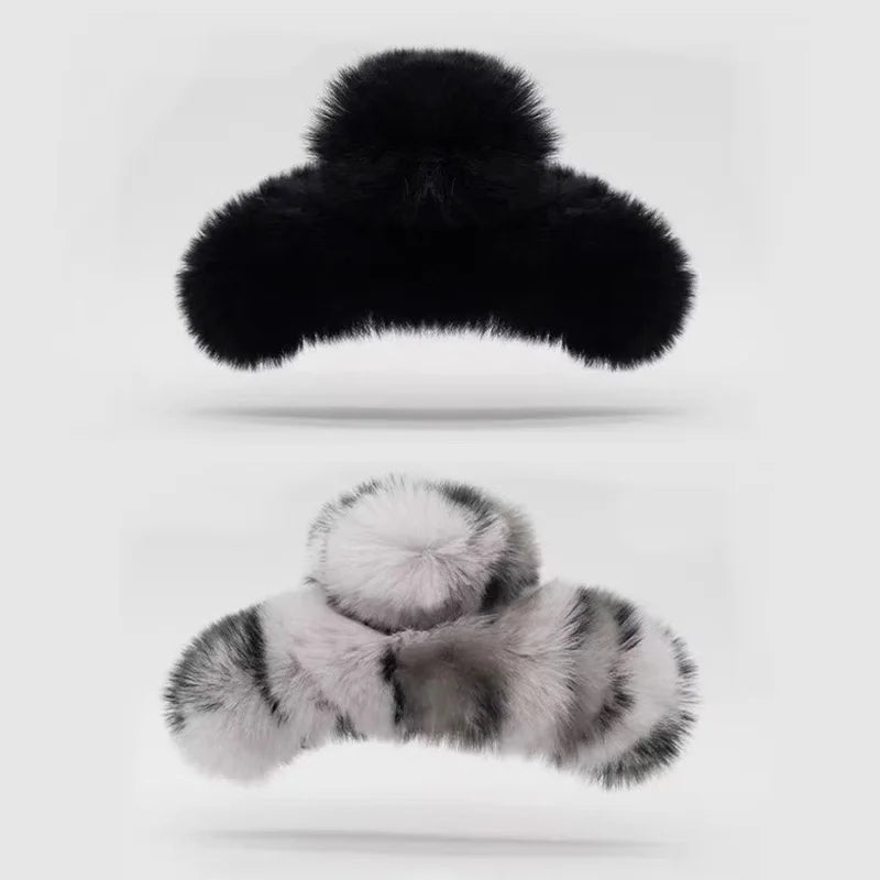 Plush Hair Clip, Cotton, 2 Pcs