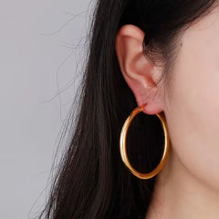 ASONSTEEL Simple Stainless Steel Hoop Earrings | Glossy Minimalist Classic Circles alternate view