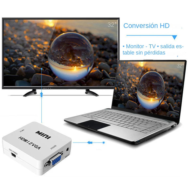 HDMI to VGA Converter with Audio | 1080P Adapter for Notebook Xbox PS3 PC Projector alternate view