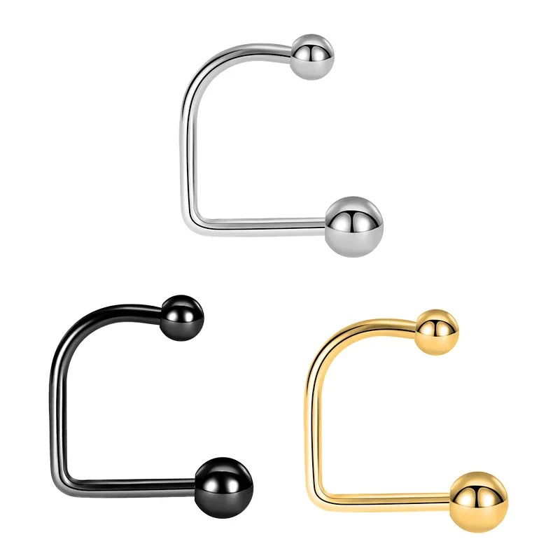 1pc Stainless Steel U-Shaped Double Lip Nail Spherical Cone Lip Piercing Fashion Je additional angle