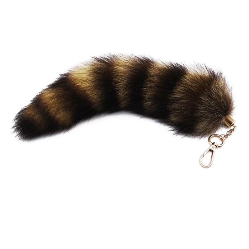 31BB Cute Fox-Racoon Tail Keychain Fur Pendant Key-Chain Bags Charm Keys-Holder Couple Keyrings for Backpack Car Decoration