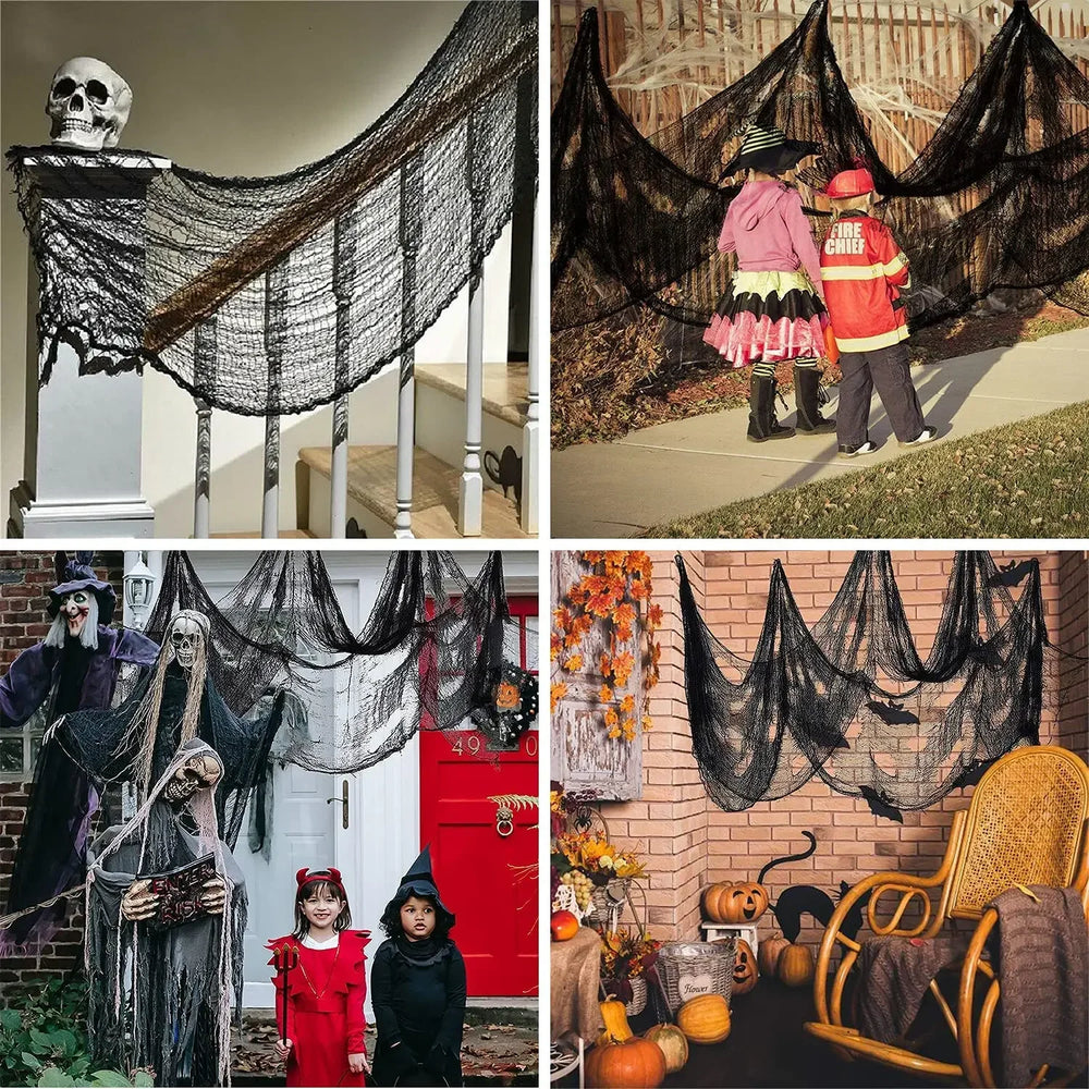 Creepy Gauze Cloth Window Table Door Net Spooky Fancy Dress Party Haunted House Wall lifestyle view