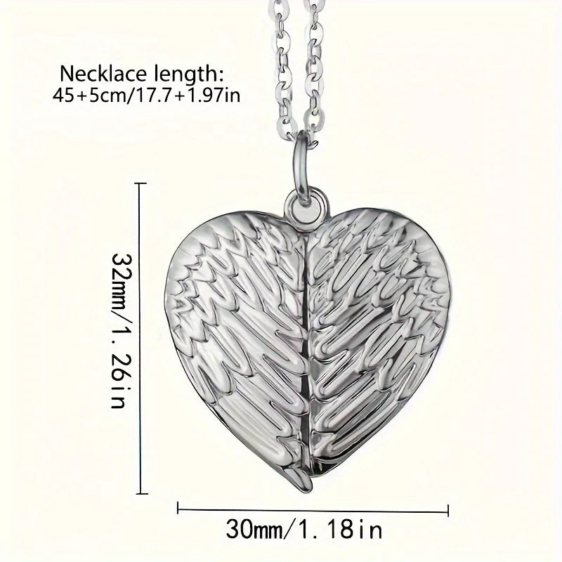 Custom Photo Pendant Necklace | Personalized Angel Wing Gift additional angle